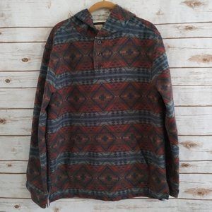 Faherty Tribal Aztec Southwestern Hoodie Poncho Pullover Medium